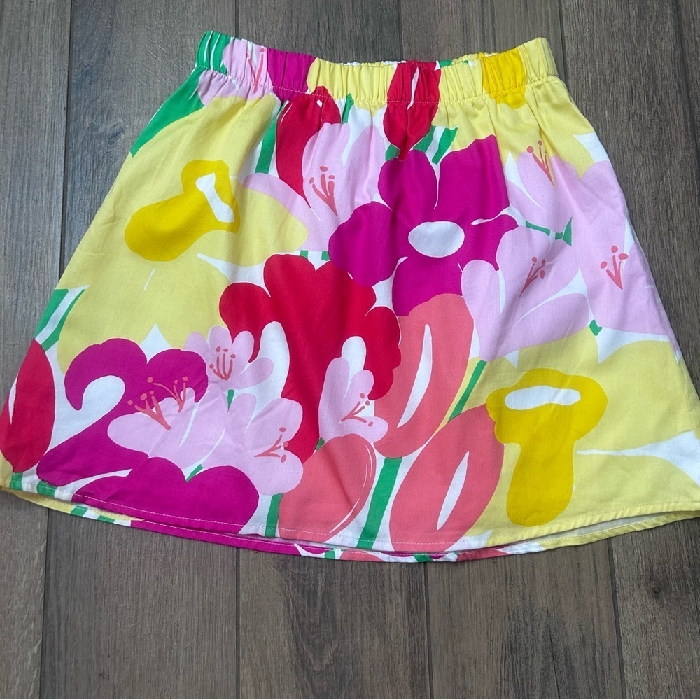 Lilly Pulitzer Pink and Yellow Floral Skater Skirt